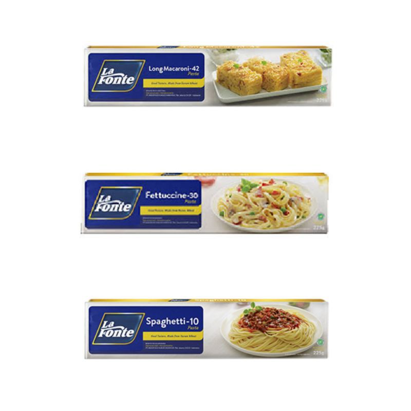 

LA FONTE PASTA SPAGHETTI 10, FETTUCCINE 30, LONG MACARONI 42 225 GRAM