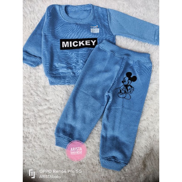 HBcollection - Atasan sweater+celana joger bayi motif MICKEY