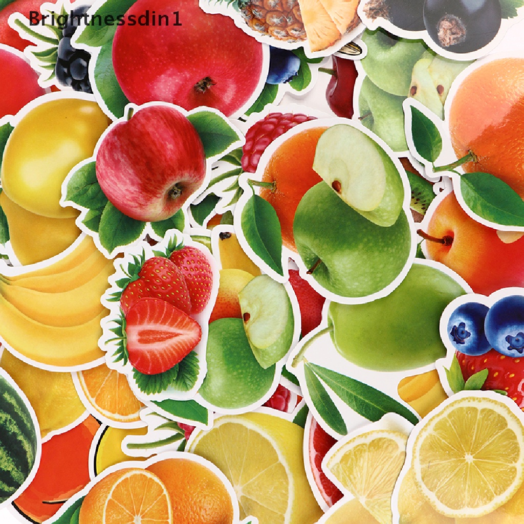 (Brightnessdin1) 50 PCS Stiker Motif Buah Untuk Dekorasi Kulkas / Dapur