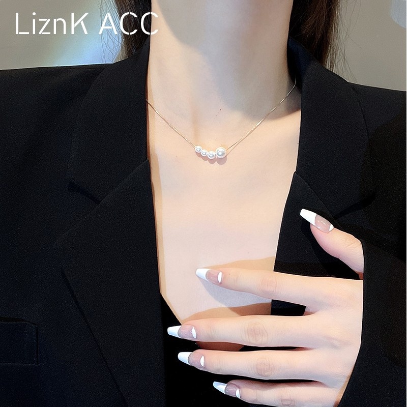 Kalung Mutiara Bahan titanium Gaya Korea Untuk Wanita