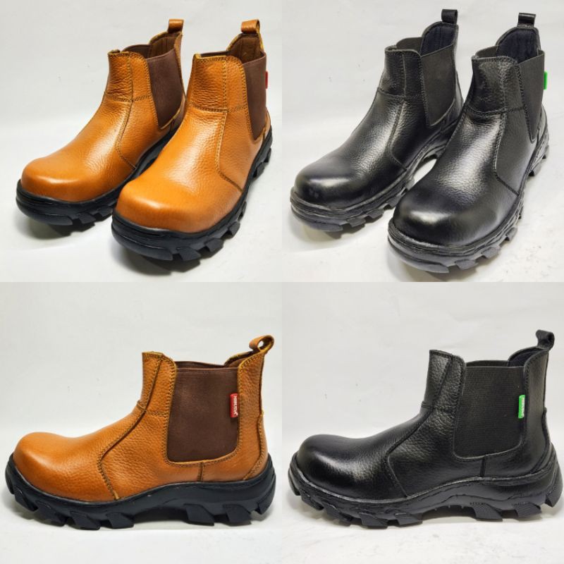 Sepatu boots pria safety sepatu kulit asli ung besi baja sefty sepatu proyek