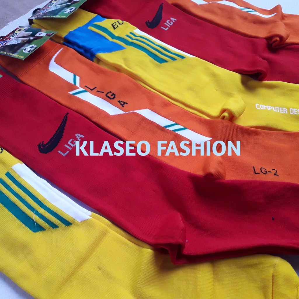 Kaos Kaki Sepak Bola Panjang Selutut Dewasa Futsal Sport Olahraga Football Merah Kuning Orange