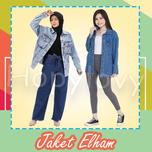 HOPYLOVY - Jaket Jeans Wanita Model Oversize Elham Fringe