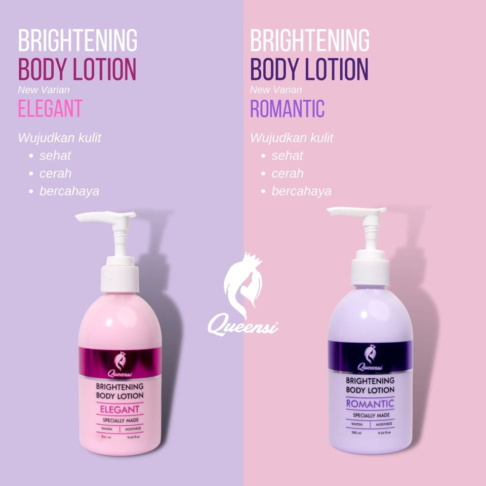 QUEENSI BRIGHTENING BODY LOTION 285ml ORIGINAL BPOM - QUENSI ROMANTIC | ELEGANT