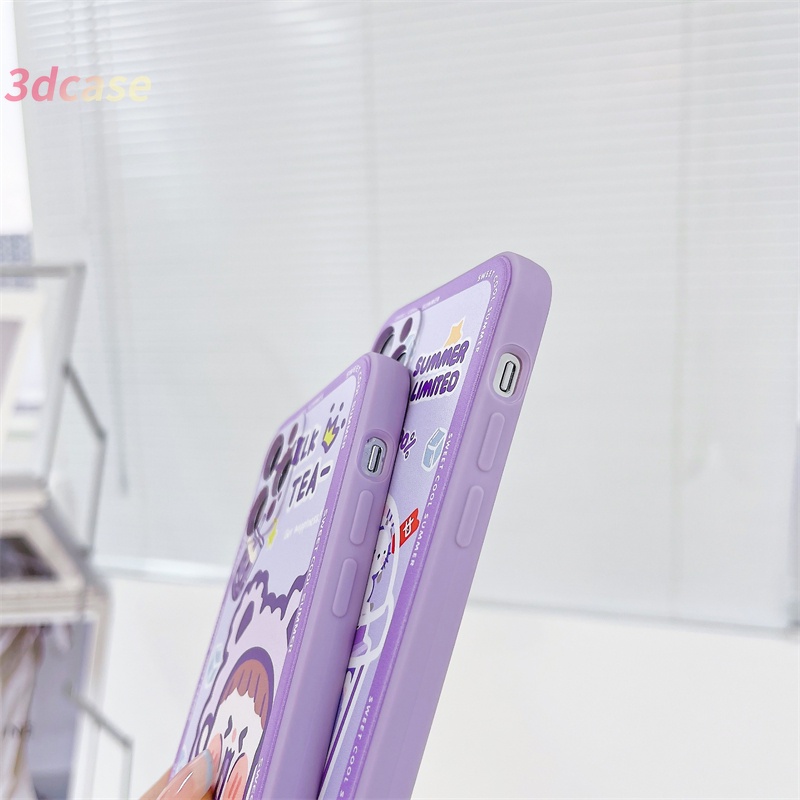 Casing OPPO A95 A54 A15 A5S A3S A16 A7 A5 A9 A31 A53 2020 A12 A1K Reno 5 4 5F 4F A74 A15S A52 A11K A92 A35 A11 A93 A32 A72 A94 A53S F17 PRO A16S A12S A12E A33 Y20 Y12 5 5i C3 C25 C12 A12 New Style Milk tea Pattern Silicone Case