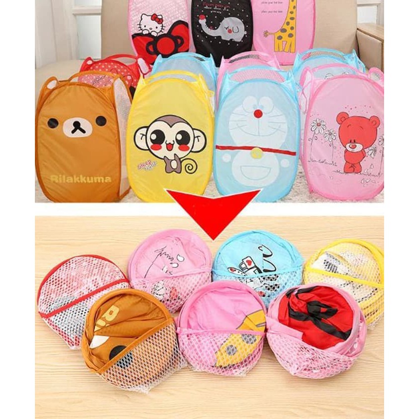 MoonLand Keranjang Baju Basket sama plastik yang terdapat pada foto MOTIF lipat karakter lucu 33