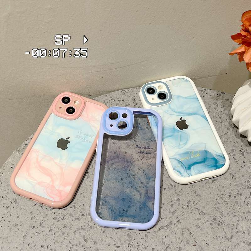 Fashion Purple Blue Marble Soft Case iP iPhone 14 + Plus SE 2020 X XR XS Max 11 12 13 Pro Max Clear Cream Casing Apple