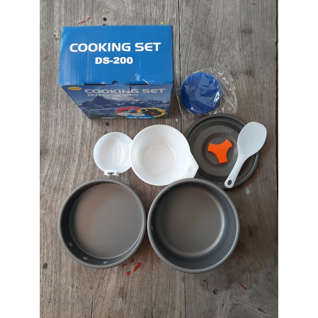 Alat Masak Panci Kemping Gunung Cooking Set DS-200 Camping Nesting 1-2 Person Outdoor