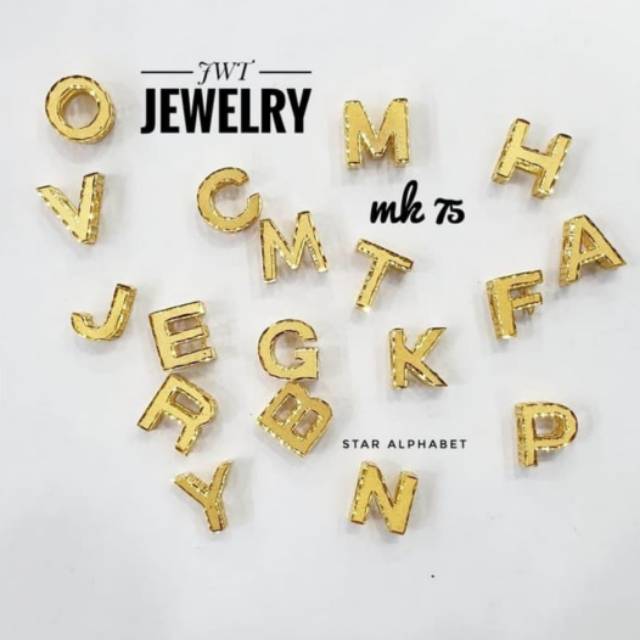LIONTIN EMAS HURUF D HURUF E STAR INITIAL ALPHABET