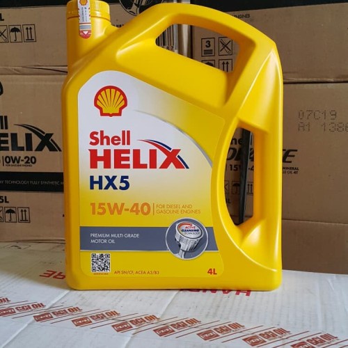 SHELL HELIX HX5 15W-40 BENSIN &amp; DIESEL API SN - 1 GALON - 4 LITER