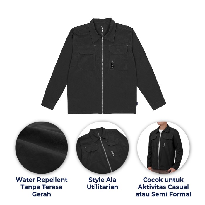 misi- Torch Kemeja Jaket - Overshirt Jacket Jinmyeon - S,Hitam