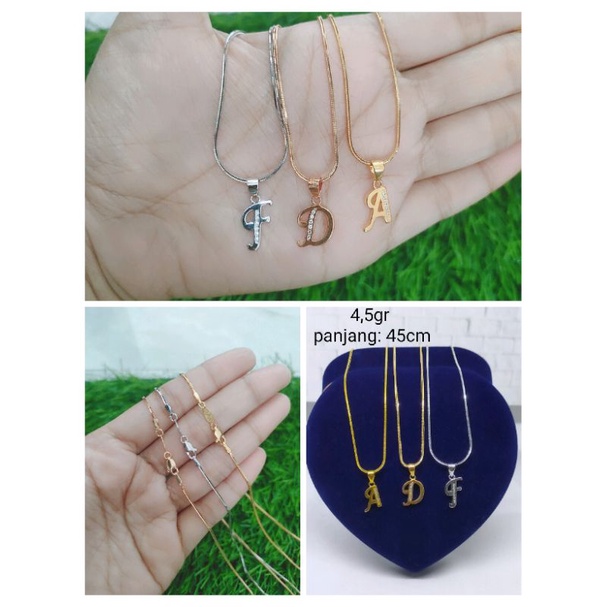 KALUNG KASANDRA FLEXY + LIONTIN HURUF LATIN MP 1 BRS / KALUNG PERAK ASLI SILVER 925 LAPIS EMAS/ KALUNG FASHION WANITA TERBARU