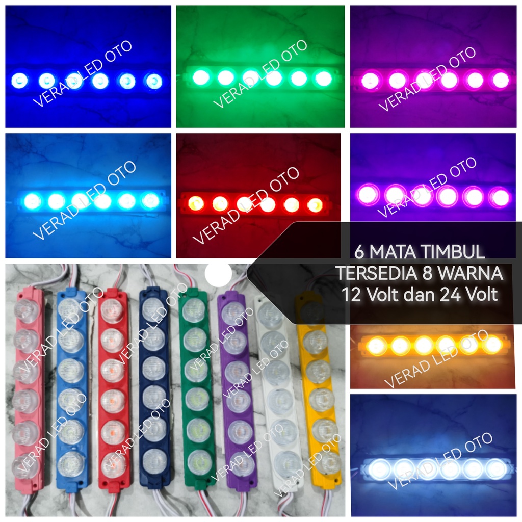 Lampu Led kolong variasi truk mobil motor 6 mata jumbo timbul besar 3030 6W 12V 24V 12 Volt 24 Volt