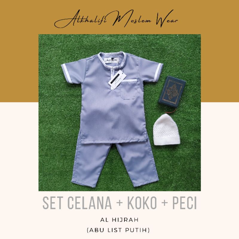 New Arrival SET KOKO AL HIJRAH (ABU LIST PUTIH) | Set Koko Anak Pakistan Bayi Balita by Alkhalifi