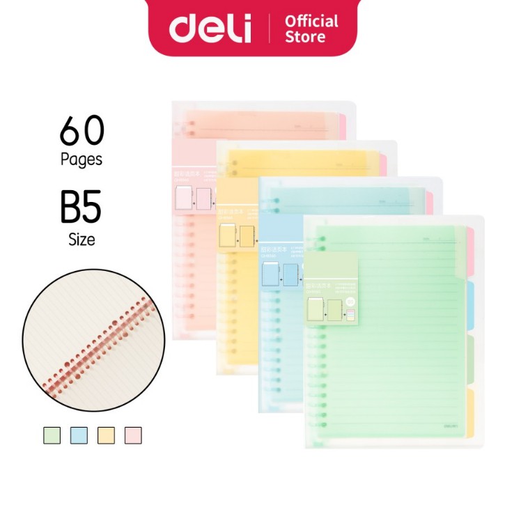 

Deli binder file Loose leaf ukuran AB/B5 isi 60 halaman