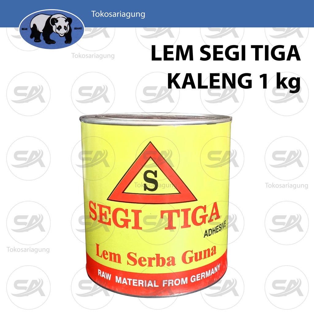 

LEM SEGITIGA KALENG 1kg - LEM KUNING SERBAGUNA KAIN KULIT IMITASI BUSA KAYU HPL SOL KARET