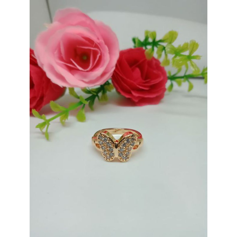 Cincin Dewasa Xuping Kupu Lapis Emas Kekinian HH041