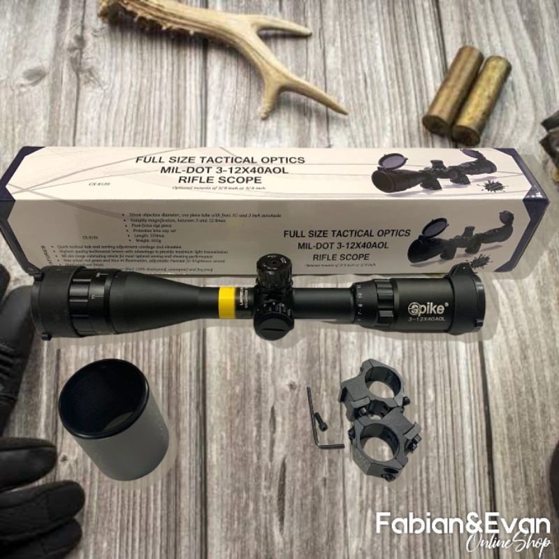 Teropong Teleskop Tele Spike 3-12x40 AOL