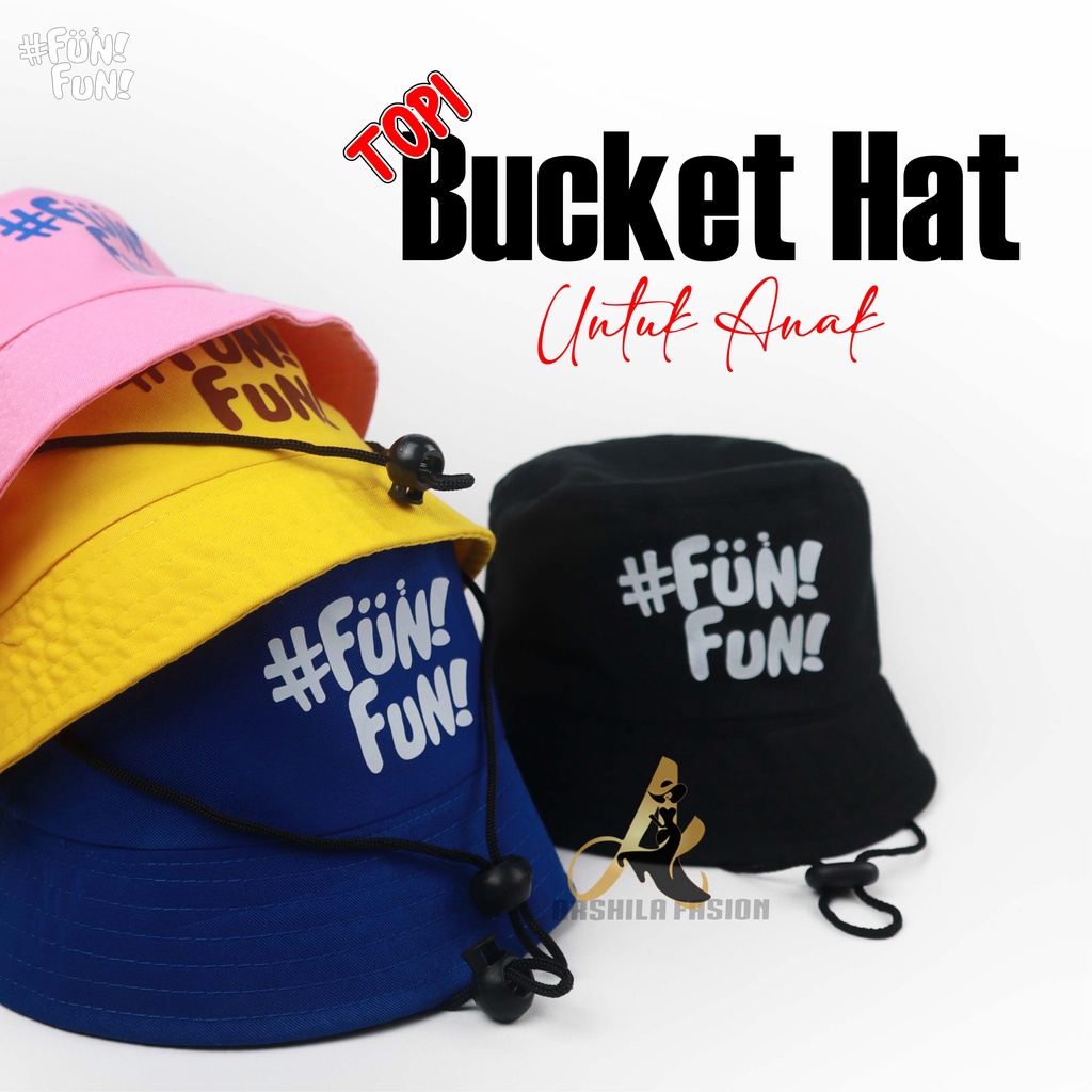 Topi Bucket Anak Laki-laki Perempuan umur 2-8 tahun SABLON FUN FUN