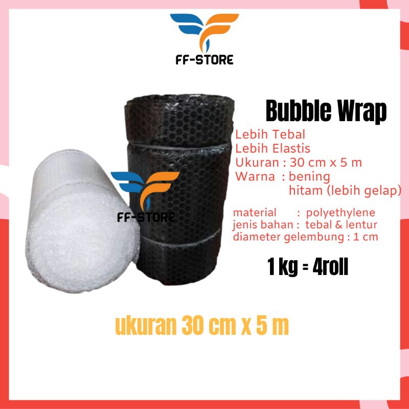 

[5Mx30Cm] Bubble Wrap 5 meter x 30 cm Packing Olshop Bubble Warp Putih Hitam