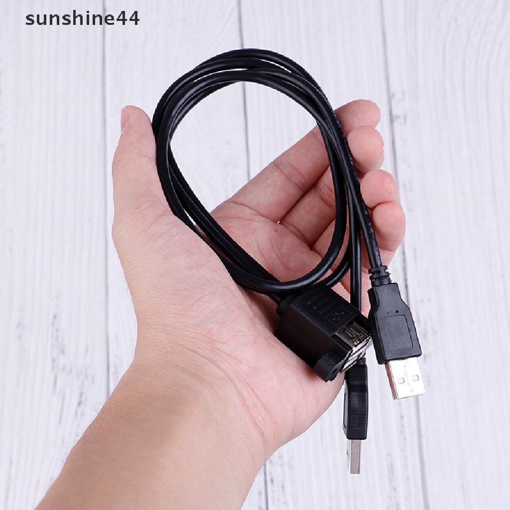 Sunshine Dual USB 2.0 A female socket panel mount to 2 USB A male 50cm extension cable ID