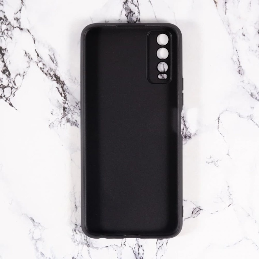 SoftCase Macaron Black Vivo Y20 Y20i Y12S TPU Full Black Protection Camera Non Slip