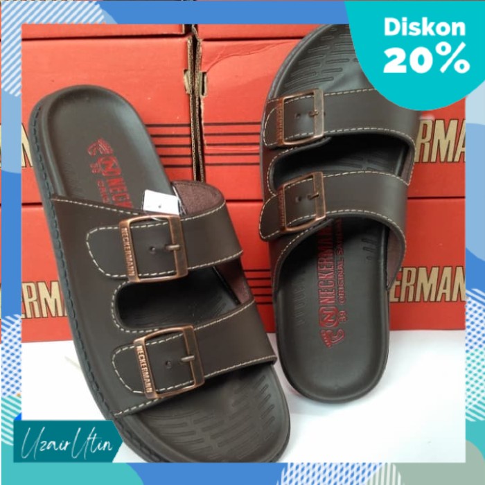 UZ- Sandal Pria NECKERMAN ORIGINAL Coklat size 39