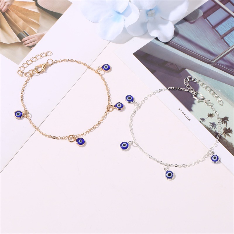 Gelang Kaki Keberuntungan Desain Mata Iblis Warna Biru Untuk Pria Dan Wanita