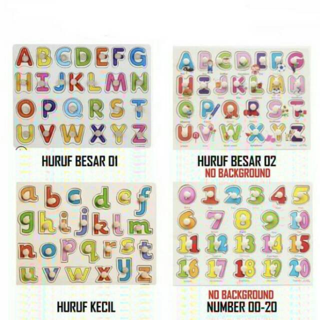 Puzzle Kayu Knob / Wooden Knob / Puzzle Kayu Huruf Angka / Mainan Edukasi Anak / Puzzle Edukasi