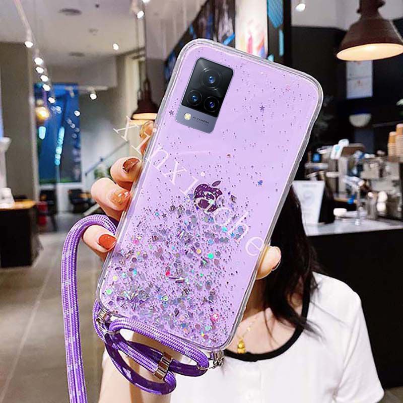 Case Tali Nagita Vivo Y51 Y51A Y53S V20 V20 SE V21 5G V21 4G X60 X60 Pro Lanyard Glitter Gantungan