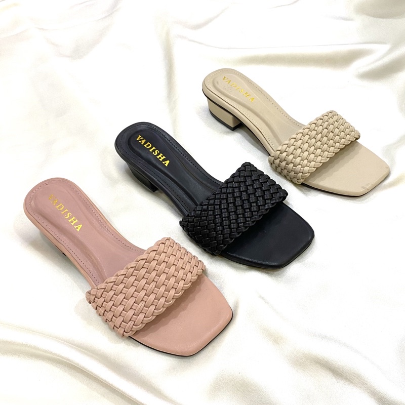 Sandal wanita kepang/sandal hak tahu 3 cm||VADISHA||sendal