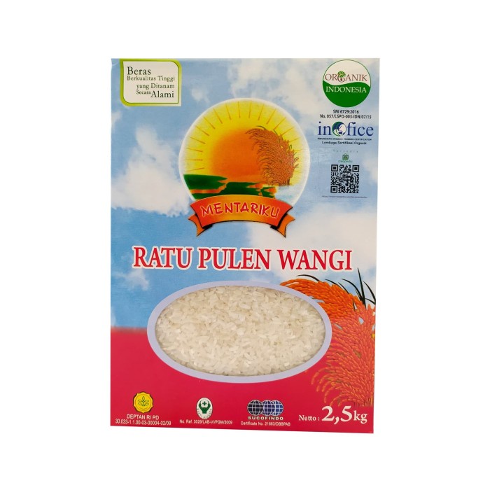 

978Eq0010W Beras Organik Mentariku Ratu Pulen Wangi 2.5Kg W5Q40112