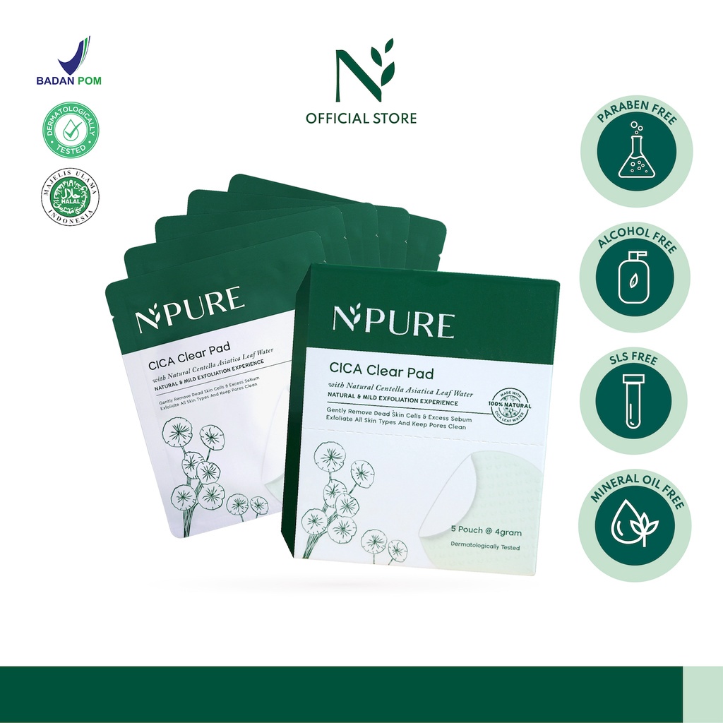 NPURE Cica Clear Pad Sachet 1 sachet - N'Pure Cica - Cica Anti Acne - Anti Jerawat - Acne Pad satuan [NPURE CICA PAD SACHET]