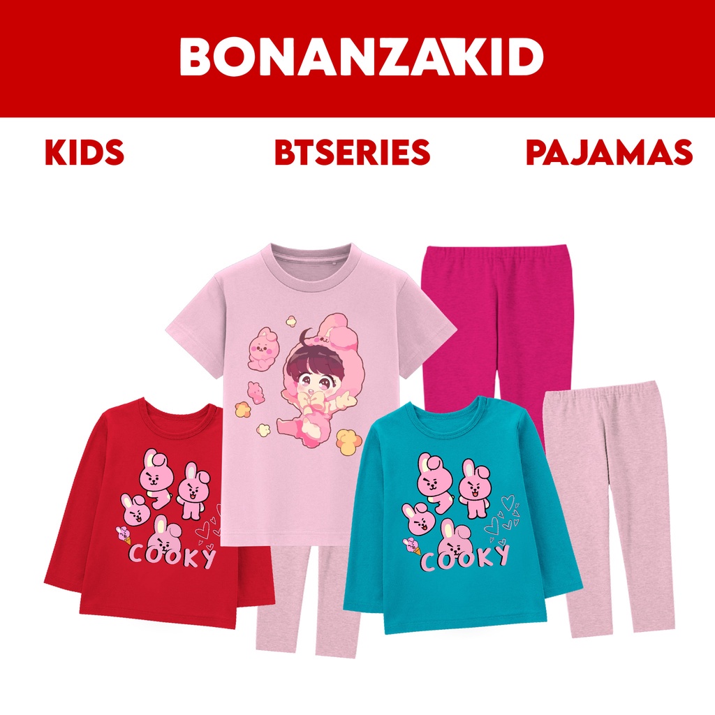 Piyama BTSeries Cute Cooky Ready Untuk Anak Usia 2-8 Tahun Bahan Katun Combed 30s