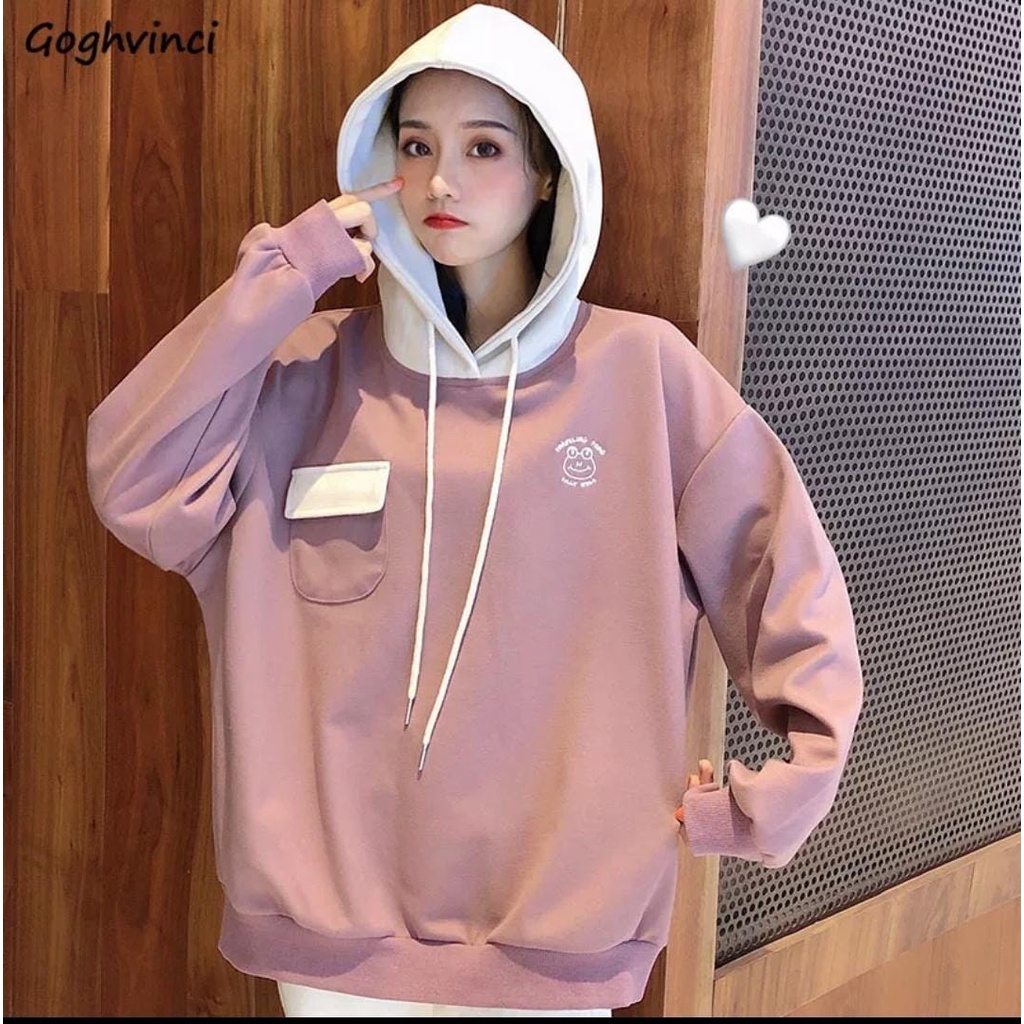 BILLY  FROG SMILE Hoodie Sweater Kekinian Ala Korea Crewneck Sweatshirt Kpop Wanita Oversize Fashion
