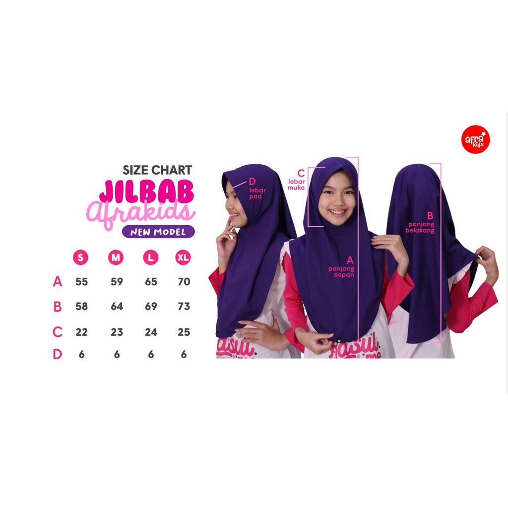 Jilbab Afrakids Pad  New Model, JS001, JS002, JS008, JS009, JS010, JS011