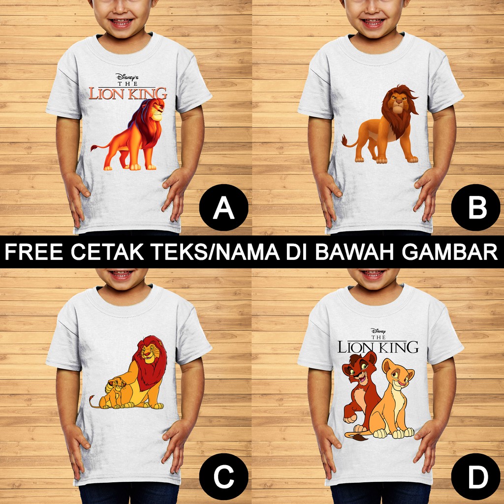 The Lion King Simba Mufasa Baju Kaos Anak Dan Balita Kartun Karakter Custom Teks Nama Shopee Indonesia