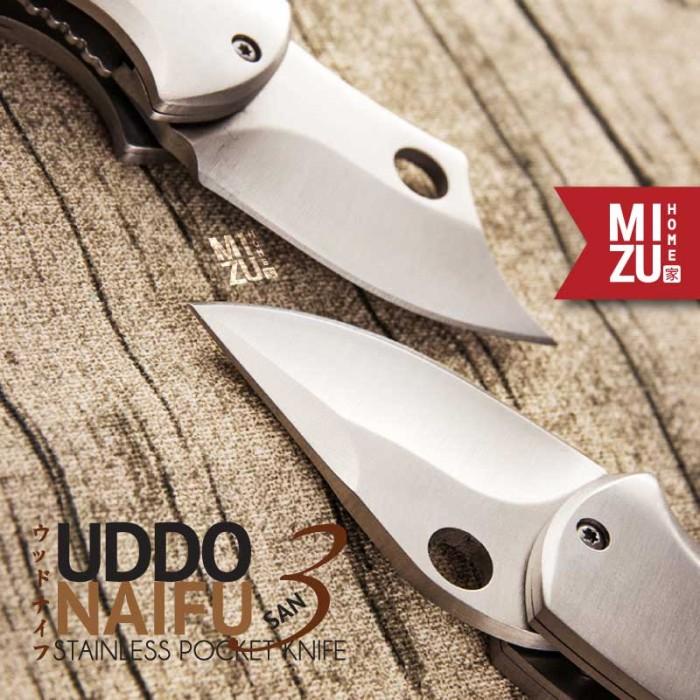MIZU UDDONAIFU-SAN Stainless Pocket Knife Pisau Saku Lipat BROWNING Berkualitas
