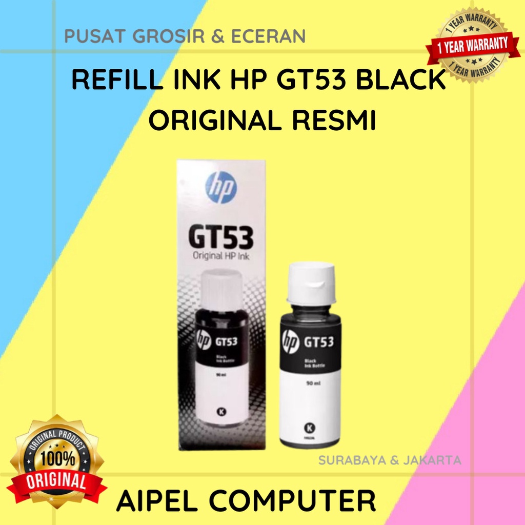 GT53 | REFILL INK HP GT53 BLACK ORIGINAL RESMI