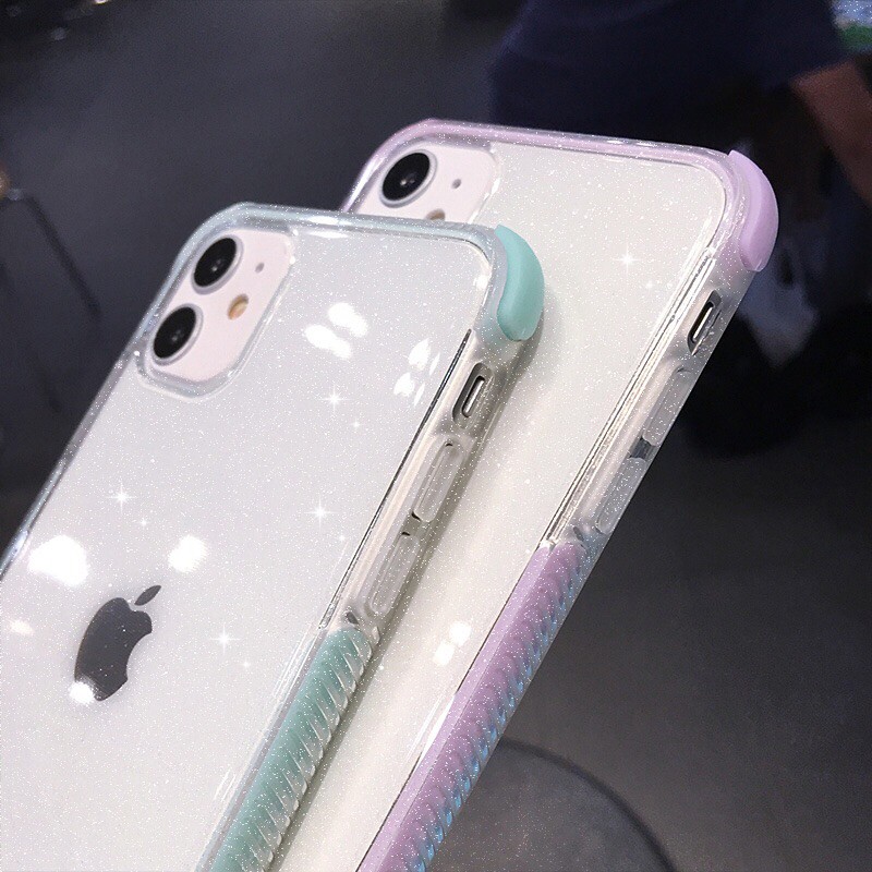 Glitter Anti-drop Phone Case iPhone 12 Pro Max 11 Pro Max X XR XS MAX 7 8 Plus Transparent Soft TPU Shining Back Cover-2