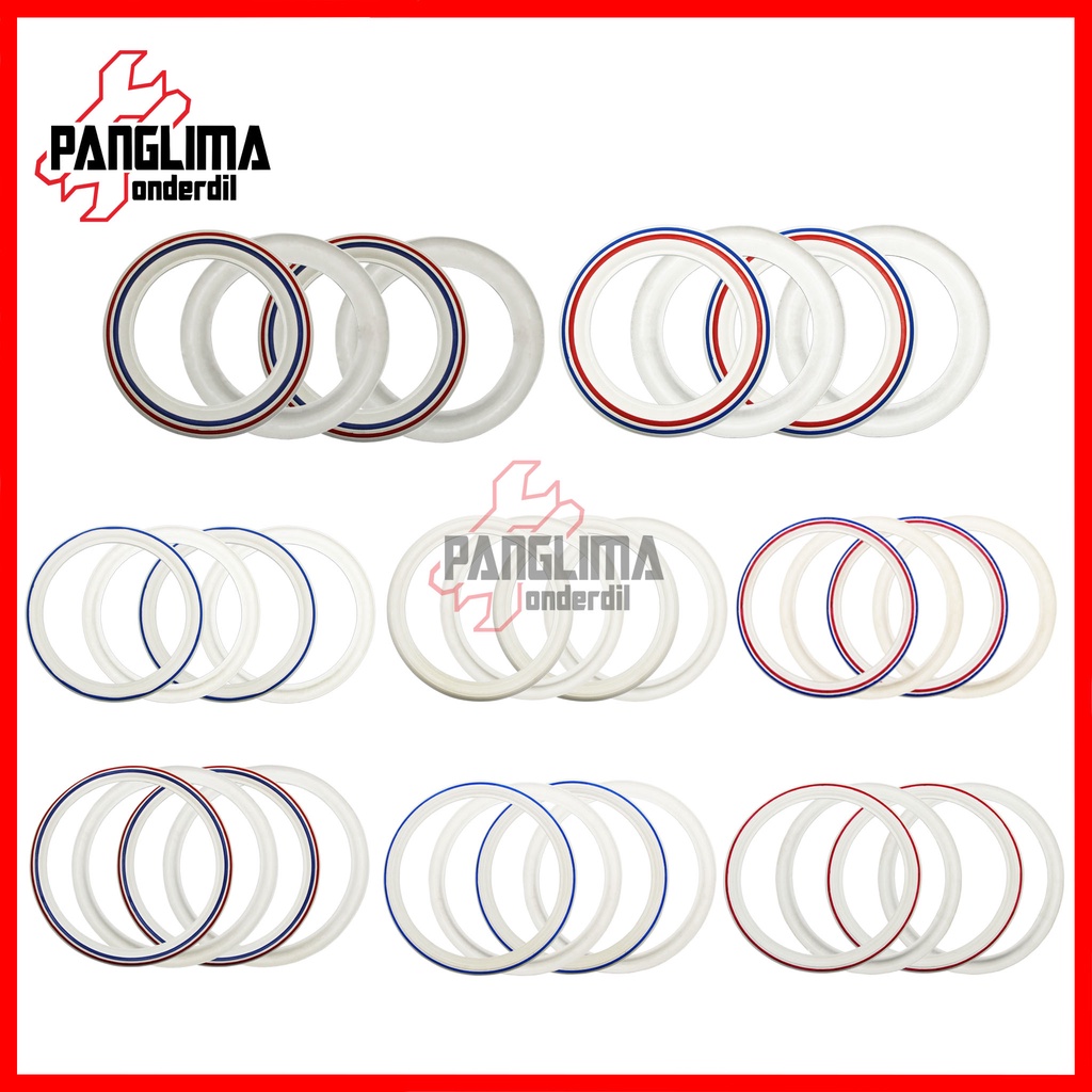 Lis Ban Model Vespa Motor Matic-Bebek-Sport Ukuran Ring 12-WhiteWall-White Wall Karet List