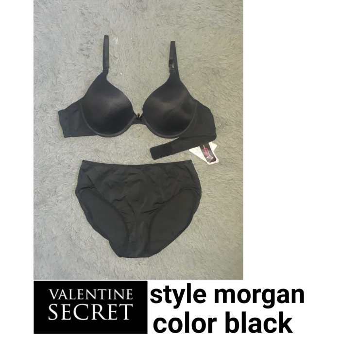 BEST SELLER BRA SET WITH PANTY VALENTINE SECRET STYLE MORGAN COLOR BLACK GRATIS ONGKIR