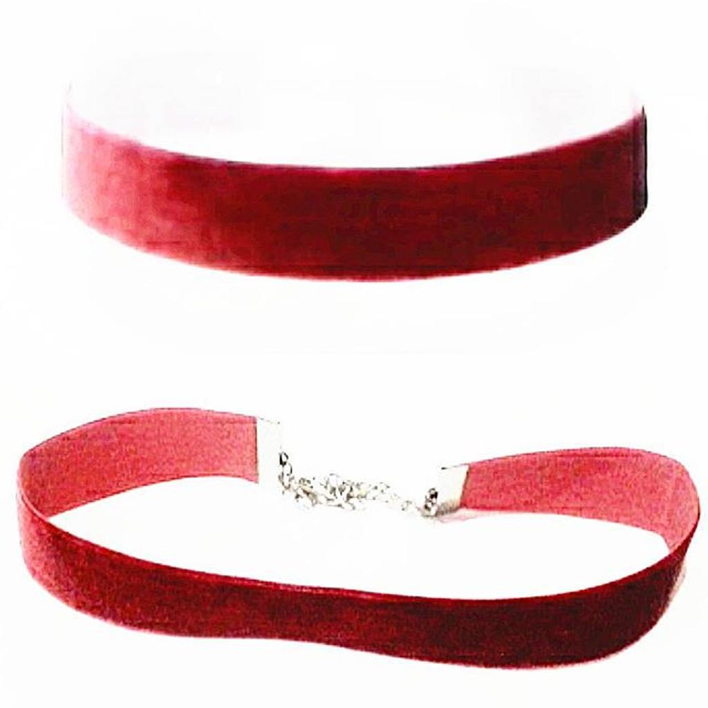 Maroon Bold Velvet Choker Plain Necklace | Kalung Handmade