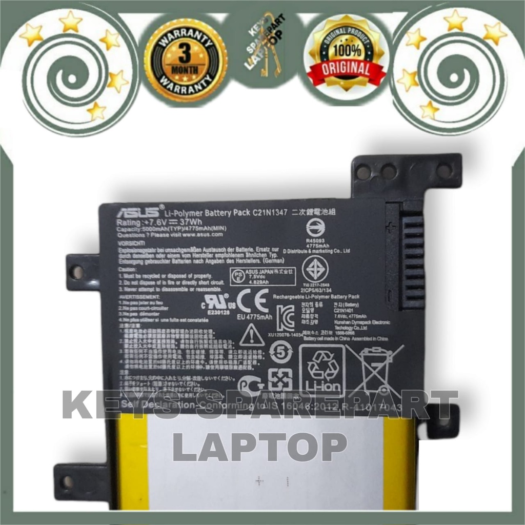 ORIGINAL BATERAI BATTERY BATRE LAPTOP ASUS VivoBook X555LN X555UJ X555 X555LA X555LD A555L A555LA X555SJ X555Q X555D X555L K555 K555L A555 F554 X555B F555 F555L X555QG C21N1347