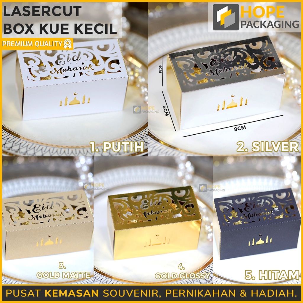 [ 5 pcs ] Packing box Eid Mubarak / lebaran / idul Fitri laser cut  Ukuran  12x4x4cm / 8x4x4cm