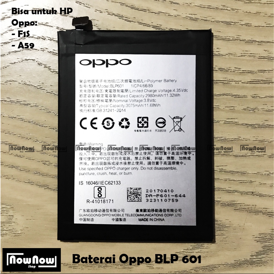 Baterai Oppo F1S A53 A59 BLP601 BLP 601 Original Batre Batrai Battery HP