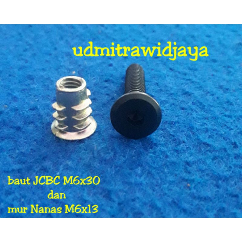 5 paket Baut JCBC M6x30 Knock Down kunci L dan Mur Nanas M6x13  5set baut dan mur nanas