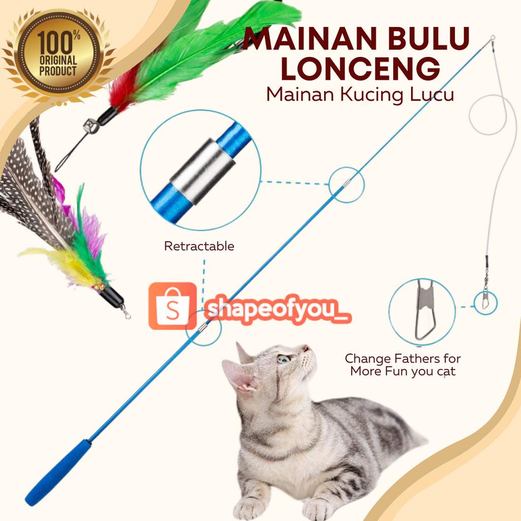 Cat Toys Mainan Kucing Stick Teaser Cat Stik Tongkat Bulu Lonceng Kitten Mainan Hewan Peliharaan