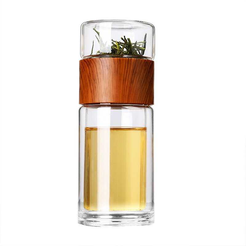 One Two Cups Botol Minum Penyaring Teh Double Wall 230ml / Botol Minum Infuser Double Wall Tumbler Teapot Teh Saringan Bahan Kaca Portable / Teapot Infuser Tumbler Pemisah Teh Anti Bocor Tetes Anti Panas Berkualitas / Infuser Tea Bottle Murah Original