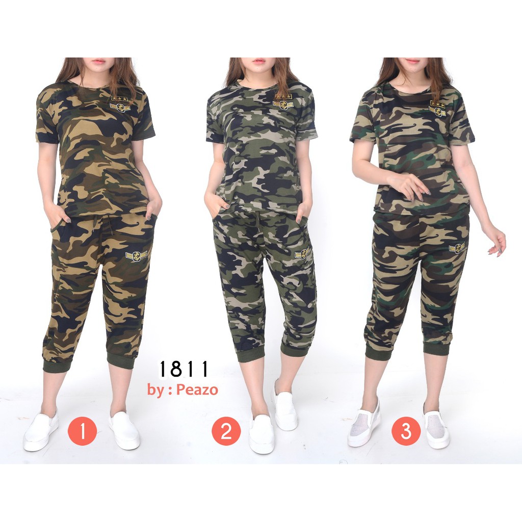 SETELAN OLAHRAGA WANITA - PAKAIN OLAHRAGA WANITA - BAJU ZUMBA WANITA - SETELAN ARMY WANITA 160